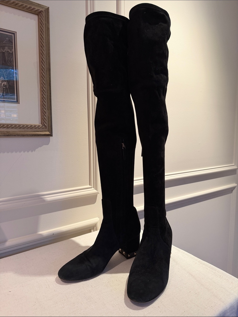 Valentino Garavani Black Over-the-Knee Suede Boots